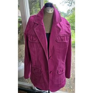 D & Co Buttons Down Collared Denim Jean Jacket Pink‎ Long Sleeve Womens Medium